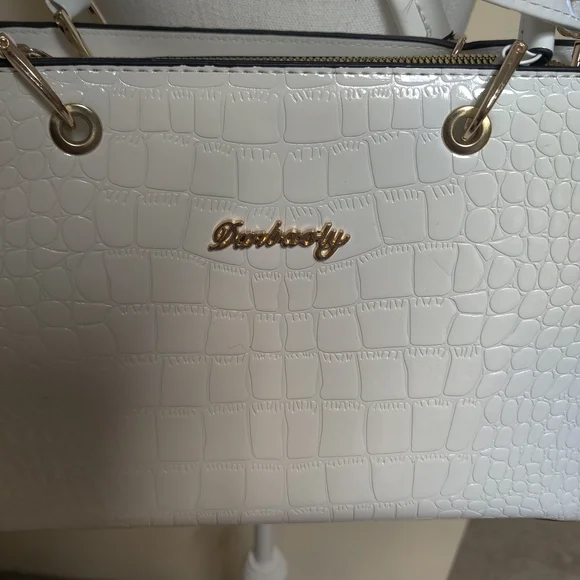 Danbooty White Croc-Embossed Women's Bag Pu Leather Shoulder Bag, White - Picture 12 of 15